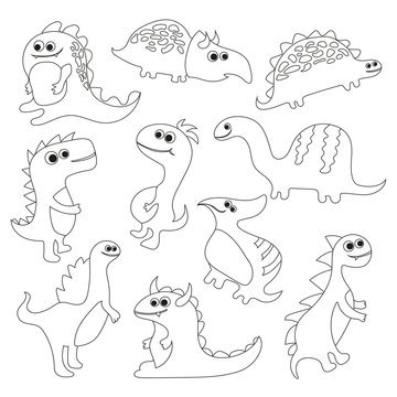Coloring book with dinosaurs vector illustration
