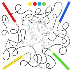 Coloring book with dinosaurs vector illustration © brillianata