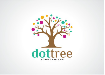 Plakat Dot Tree Logo Template Design Vector, Emblem, Design Concept, Creative Symbol, Icon