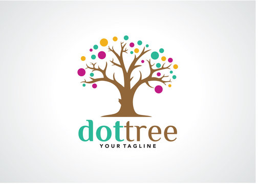 Dot Tree Logo Template Design Vector, Emblem, Design Concept, Creative Symbol, Icon
