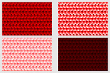 Fish scale pattern, Simple circular background - red set - vector circle pattern