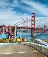 Cloudy sky over Golden Gate bridge in San Francisco