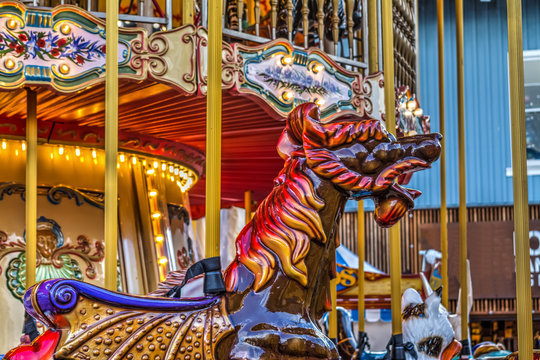 Close up of a carousel in San Francisco