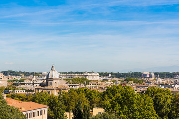 Fototapeta na wymiar Cityscape of Rome seen from Promenade of the Janiculum
