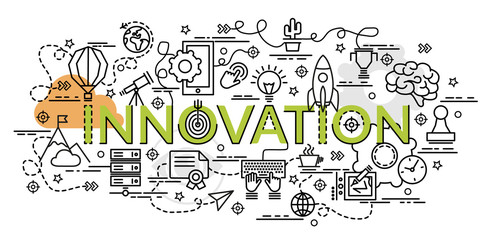 Flat colorful design concept for Innovation. Infographic idea of making creative products..Template for website banner, flyer and poster.