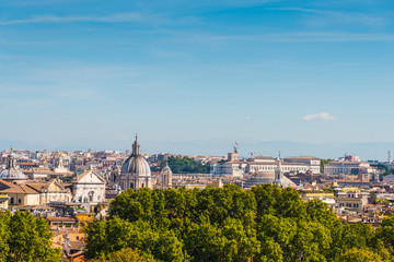 Rome cityscape seen from Promenade of the Janiculum