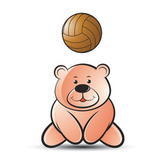 happy bear vector cartoon playing volleyball