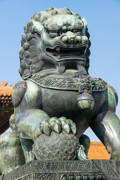 Ming Dynasty Male Imperial Guardian Lion at Beijing Forbidden City