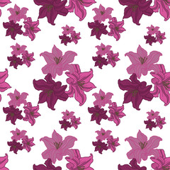 Seamless pattern with lily.