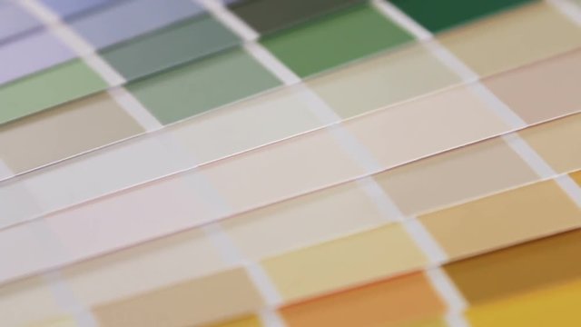 pallet with samples of different colors. Dolly video