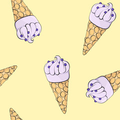 vector seamless pattern with ice creams
