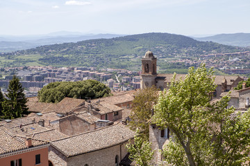 Fototapeta na wymiar Panoramic view of the city and the picturesque surroundings. Perugia, Italy.