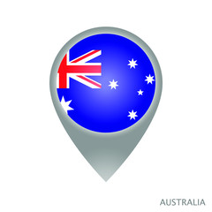 Map pointer with flag of Australia. Gray abstract map icon. Vector Illustration.