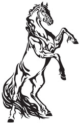 Fototapeta na wymiar horse head tribal tattoo, logo, icon . Black and white vector illustration