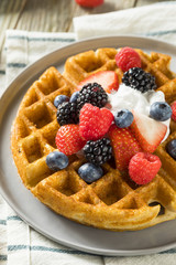 Sweet Homemade Berry Belgian Waffle