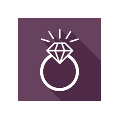 Vector flat wedding ring with a diamond icon