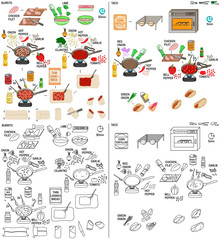 Recipe Mexican Burrito and Taco DIY instruction including sketch