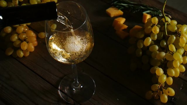 White Wine Poured in Glass