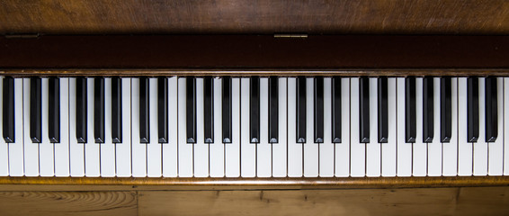 Old piano - shot of the keys from above