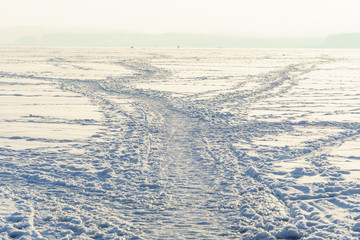 Winter frosty day outside the city