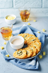 Jalapeno Cheese Crisps with Greek Yogurt Pepper Sauce