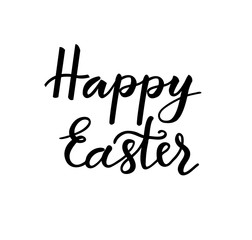 Fototapeta na wymiar Happy Easter hand drawn lettering isolated on white background. Vector illustration for Easter day