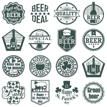 Set of craft beer label and logo. Graphic design with illustration