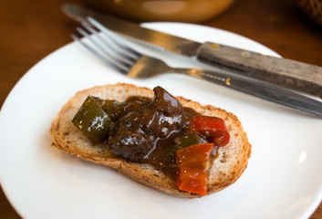 Hungarian goulash with bread.