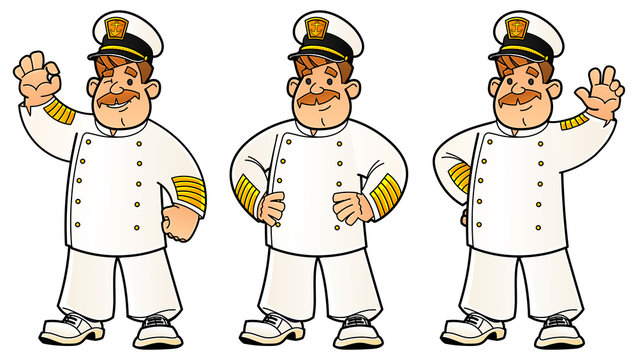 Cartoon sailor, captain. A set of images.