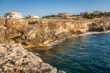 Fototapeta na wymiar Rocky shore of the Spanish island of Mallorca, Europe.
