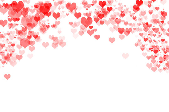 Valentines day abstract with red hearts on white background, women's day love