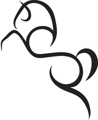 Line sketch of the horse.