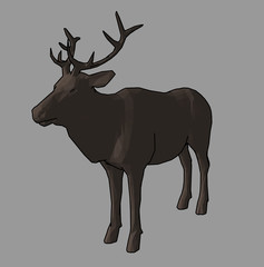 Elk, deer illustrated in 3D low poly style
