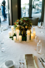 candles on a fancy set table