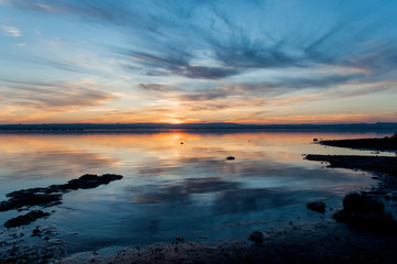 Fototapeta premium Sunset over lake salinas.Spain