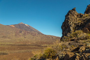Teide National Park, Tenerife, Canary Islands - A picturesque view of the colourful Teide volcano, or in spanish 'Pico del Teide'. The tallest peak in Spain with an elevation of 3718 m