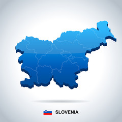 Fototapeta premium Slovenia - map and flag - Detailed Vector Illustration