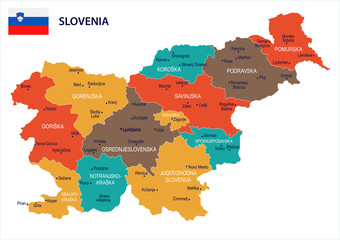 Obraz premium Slovenia - map and flag Detailed Vector Illustration