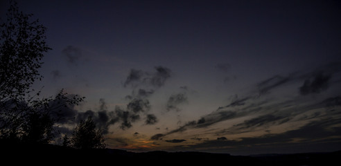 Dark and sad sunset skyline