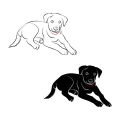 Puppy outline and silhouette