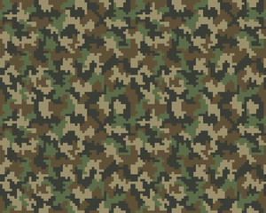 Seamless pattern of digital green camouflage, vector