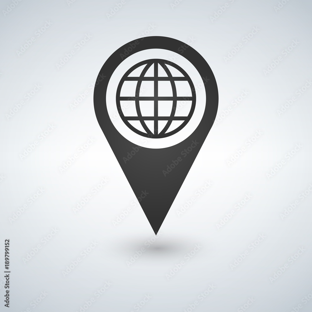 Poster map pointer with earth globe icon. vector illustration.