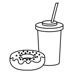 delicious sweet donut with beverage
