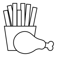 thigh chicken meat with french fries