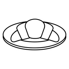 dish with delicious croissant bread icon