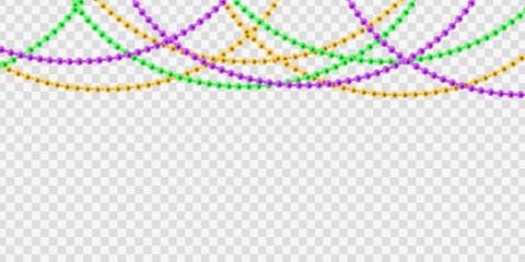 Vector realistic isolated beads for Mardi Gras for decoration and covering on the transparent background. Concept of Happy Mardi Gras. © comicsans