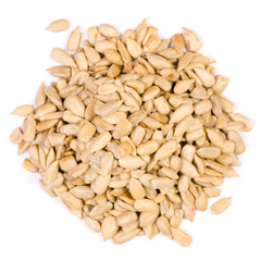 Sunflower seeds on white background