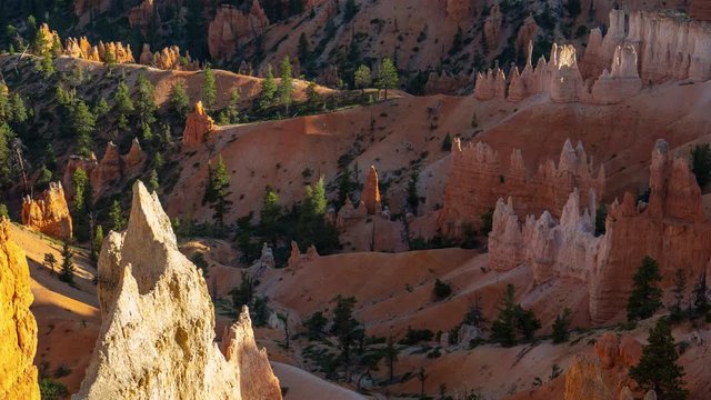 Nature video. Amazing mountain landscape. Spectacular view at the cliffs. Breathtaking view of the canyon. Bryce Canyon National Park. Utah. USA. 4K, 3840*2160, high bit rate, UHD