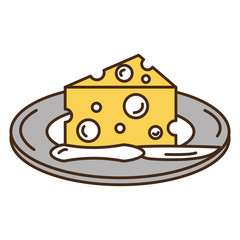 dish with cheese piece and knife