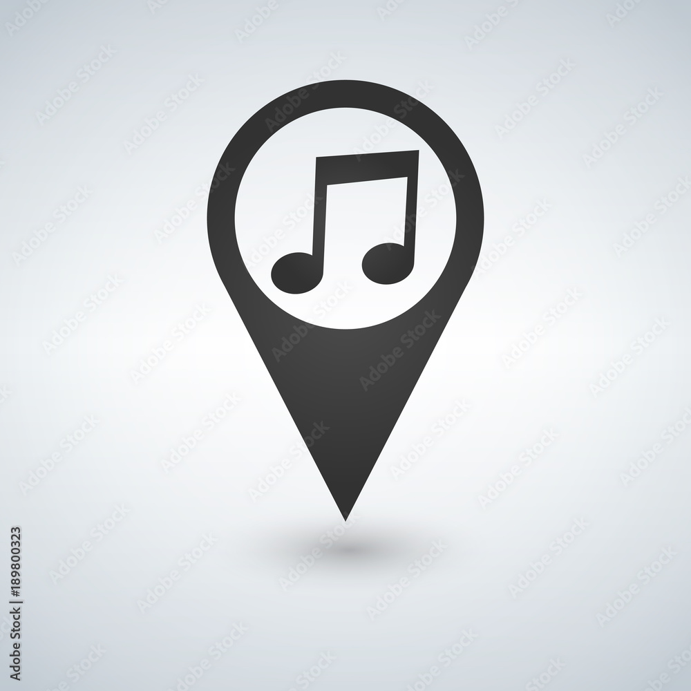 Poster map pointer with note icon in flat design. for location maps. sign for navigation. index location on